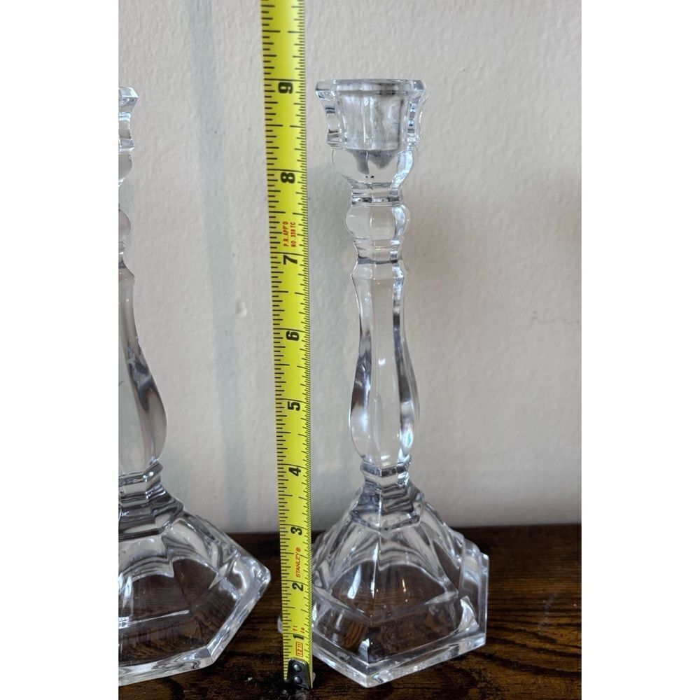 TIFFANY AND CO CRYSTAL HAMPTON 9" CANDLESTICK CANDLE HOLDER PAIR MADE IN GERMANY - Picture 8 of 9